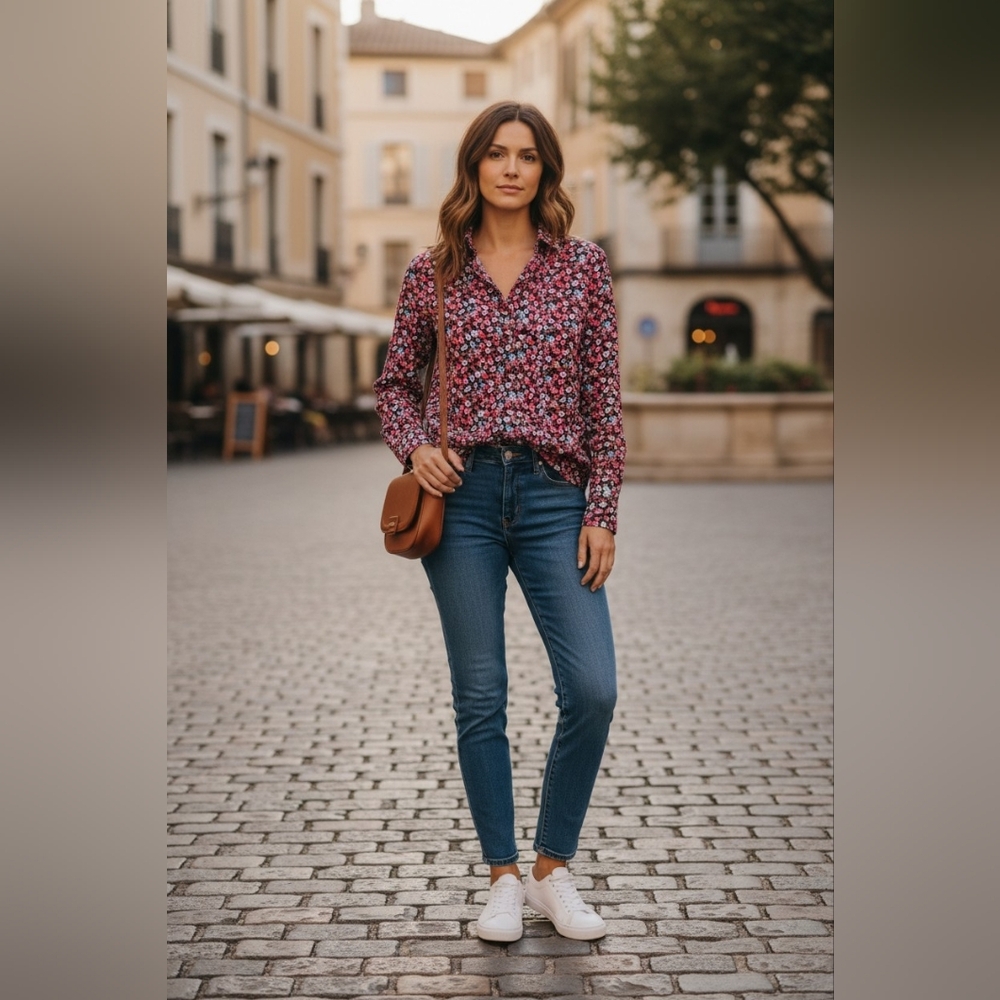 J. Crew Pink Floral Button-Down Shirt